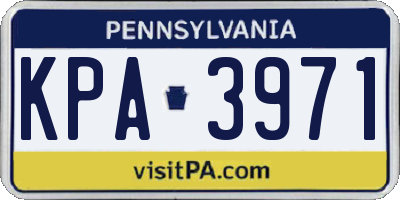 PA license plate KPA3971