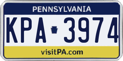 PA license plate KPA3974