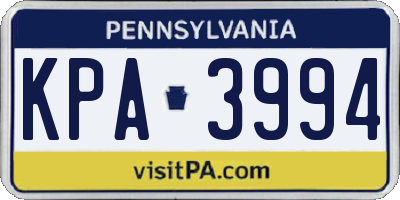 PA license plate KPA3994