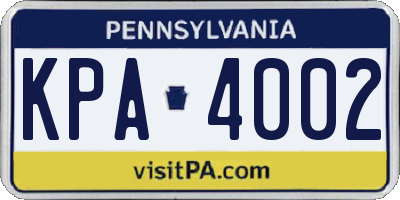 PA license plate KPA4002