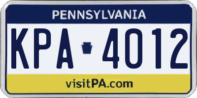 PA license plate KPA4012
