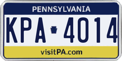 PA license plate KPA4014