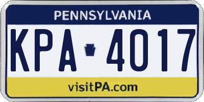 PA license plate KPA4017