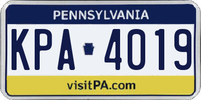 PA license plate KPA4019