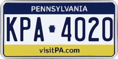 PA license plate KPA4020
