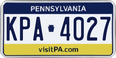 PA license plate KPA4027