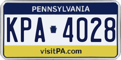 PA license plate KPA4028
