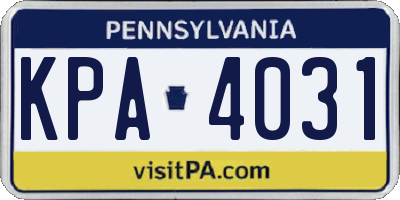 PA license plate KPA4031