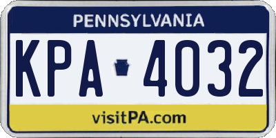 PA license plate KPA4032