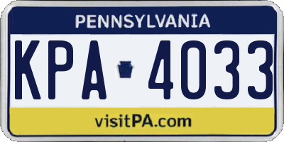 PA license plate KPA4033