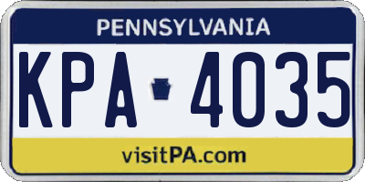 PA license plate KPA4035