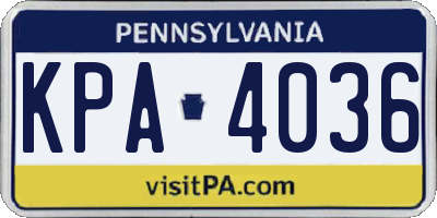 PA license plate KPA4036
