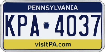 PA license plate KPA4037