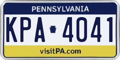 PA license plate KPA4041