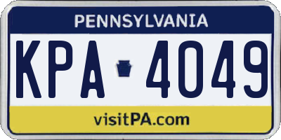 PA license plate KPA4049