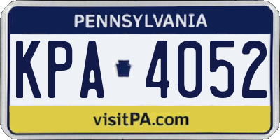 PA license plate KPA4052