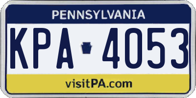 PA license plate KPA4053