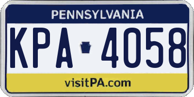 PA license plate KPA4058