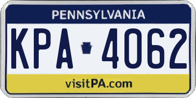 PA license plate KPA4062