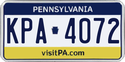PA license plate KPA4072
