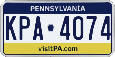 PA license plate KPA4074