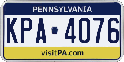 PA license plate KPA4076