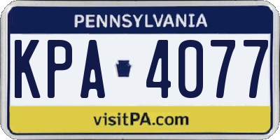 PA license plate KPA4077