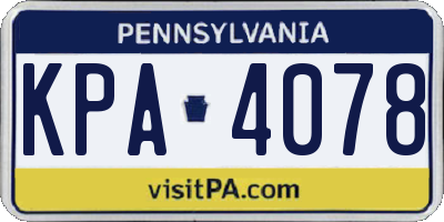 PA license plate KPA4078