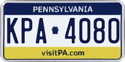PA license plate KPA4080