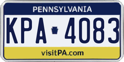 PA license plate KPA4083