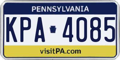 PA license plate KPA4085