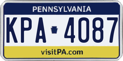 PA license plate KPA4087