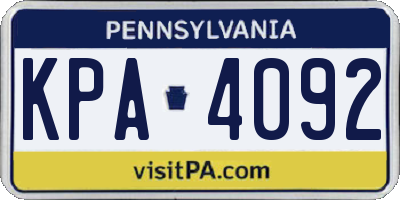 PA license plate KPA4092