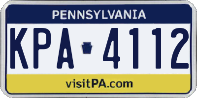 PA license plate KPA4112