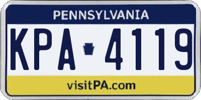 PA license plate KPA4119