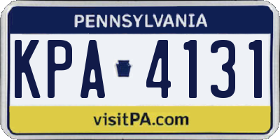 PA license plate KPA4131