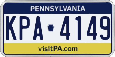 PA license plate KPA4149