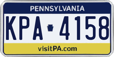 PA license plate KPA4158