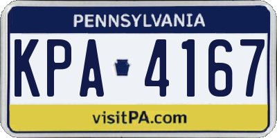 PA license plate KPA4167