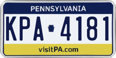 PA license plate KPA4181