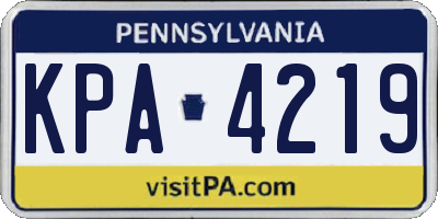 PA license plate KPA4219