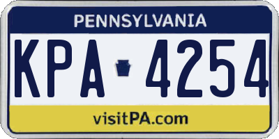 PA license plate KPA4254
