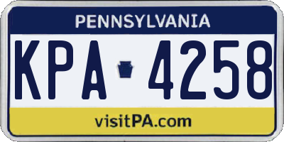PA license plate KPA4258