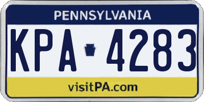 PA license plate KPA4283