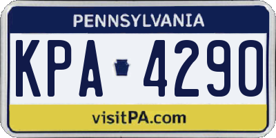 PA license plate KPA4290