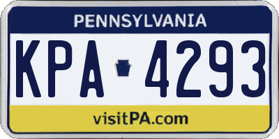 PA license plate KPA4293