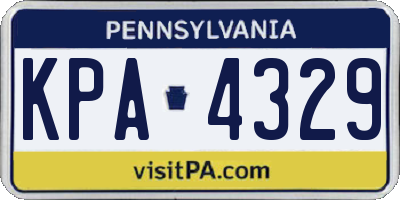 PA license plate KPA4329