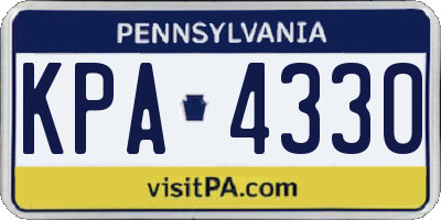 PA license plate KPA4330