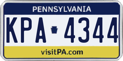 PA license plate KPA4344