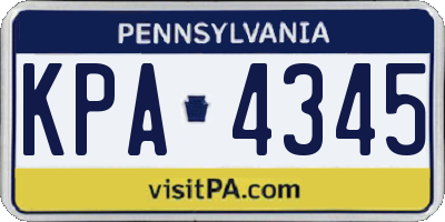 PA license plate KPA4345